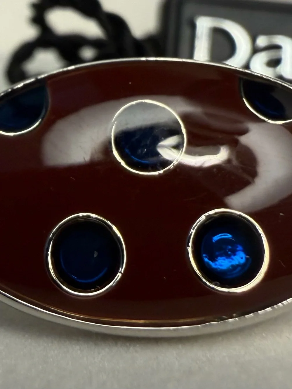 Men's Silver-Tone Cufflinks with Blue Enamel Accents